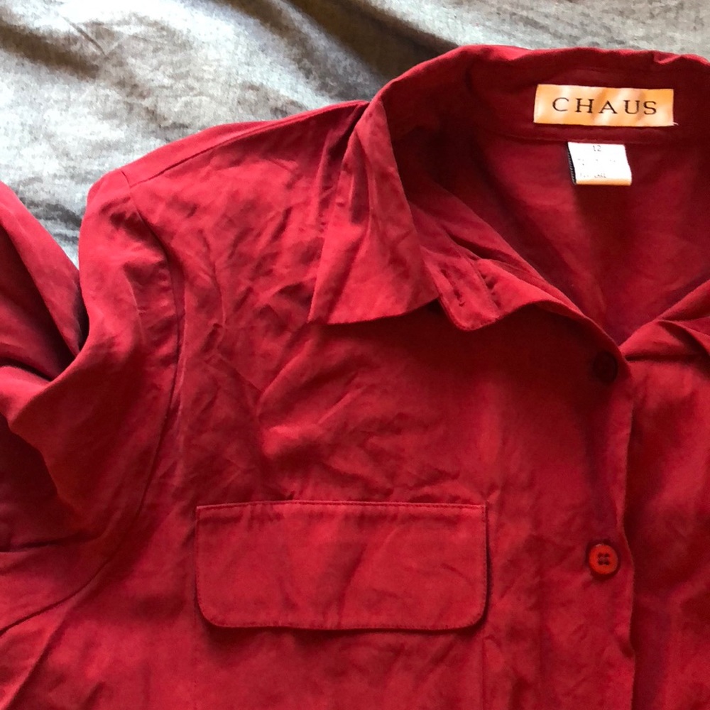 Drapey, vintage, red button-down!